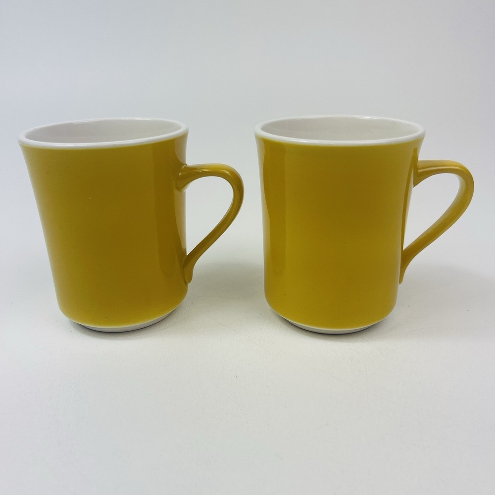 2 Vtg 1960 Yellow Syracuse China Syralite Diner Coffee Mugs Restaurant Ware 8 Oz